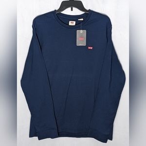 🌷NWT Levi's Navy Long Sleeve Crewneck Shirt, Large 100% Cotton